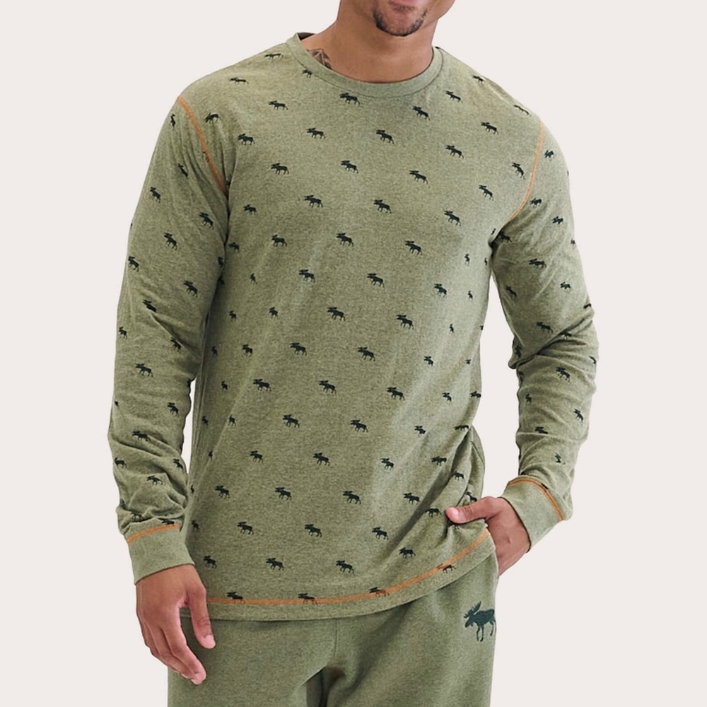 Hatley Forest Green Moose Men's Heritage Long Sleeve Tee